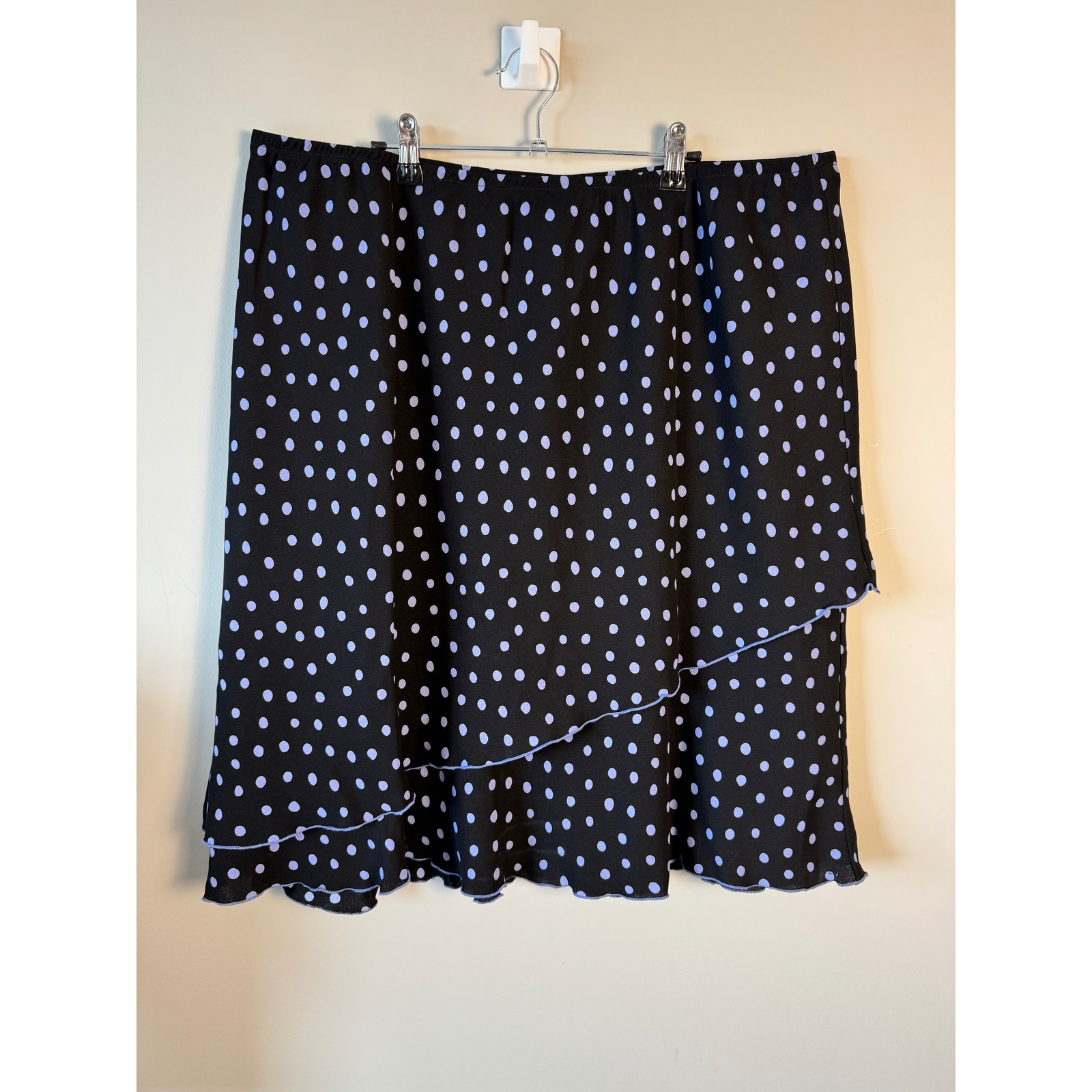 S.L. Fashions Woman Polka Dot Layered Ruffle Hem Skirt Black 20w Vintage Y2k